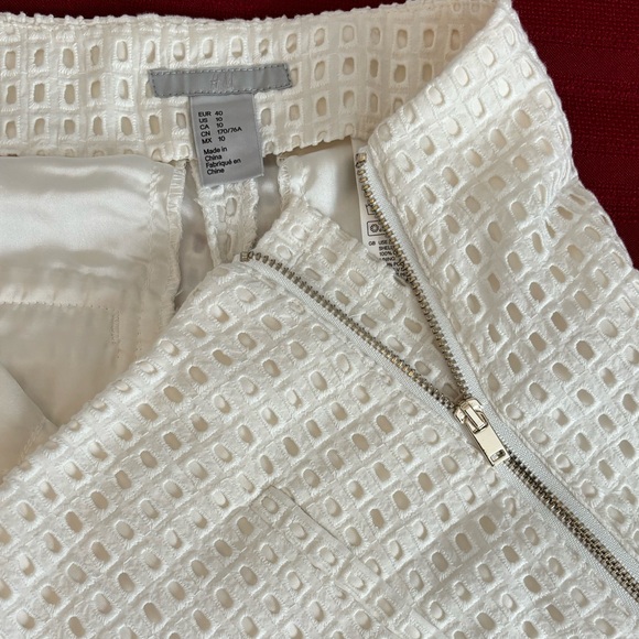 H&M- Lace Embroidered-White Shorts-Ladies Size-10-NWOT withSilk-Lining.VeryNice. - Picture 4 of 9